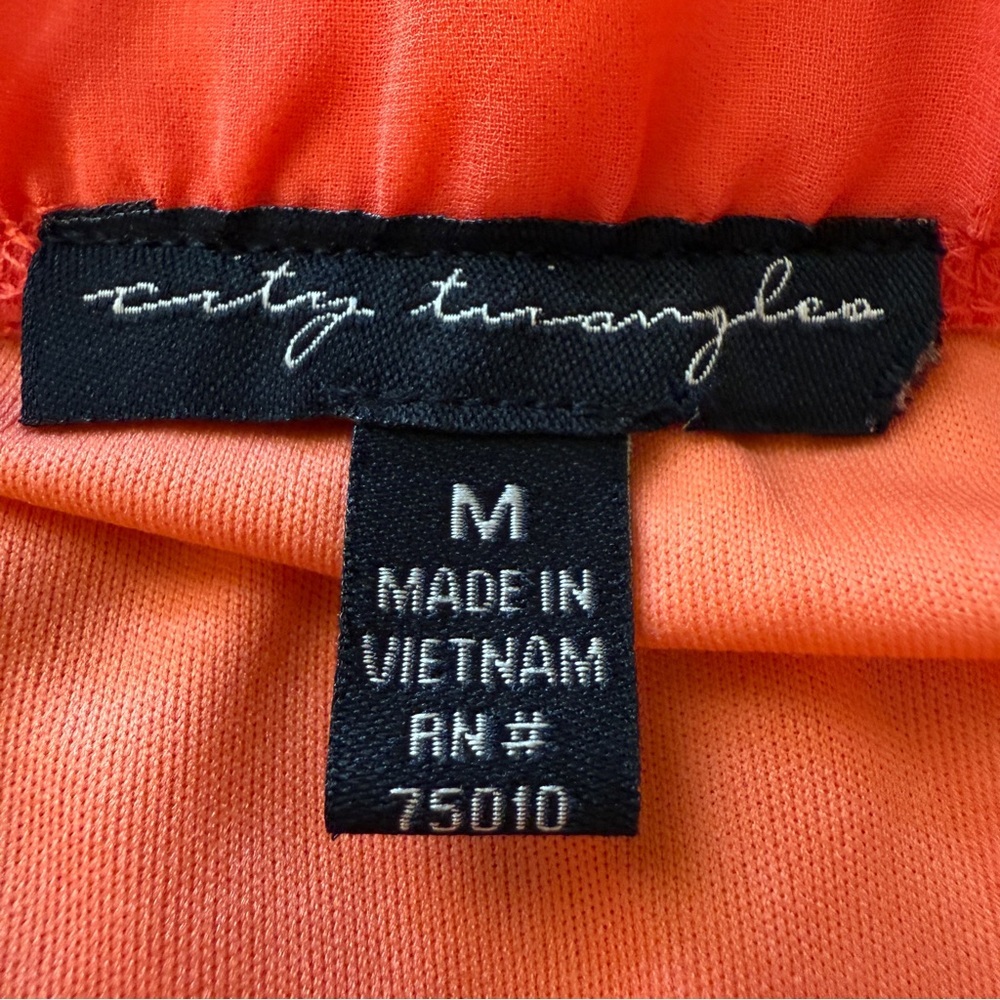 City Of Triangles Off Shoulder Dress Size Medium Short Elastic Waist Orange Boho - Picture 3 of 15